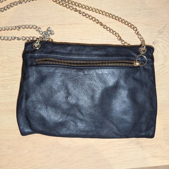 Pietro Alessandro NYC black flap over handbag purse turn lock chain leather - Picture 6 of 7